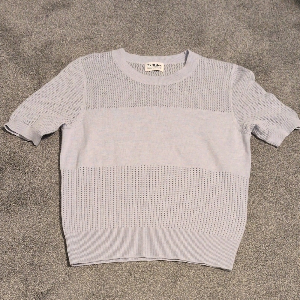 27 Miles Malibu Light Blue Short Sleeve Sweater Size Small